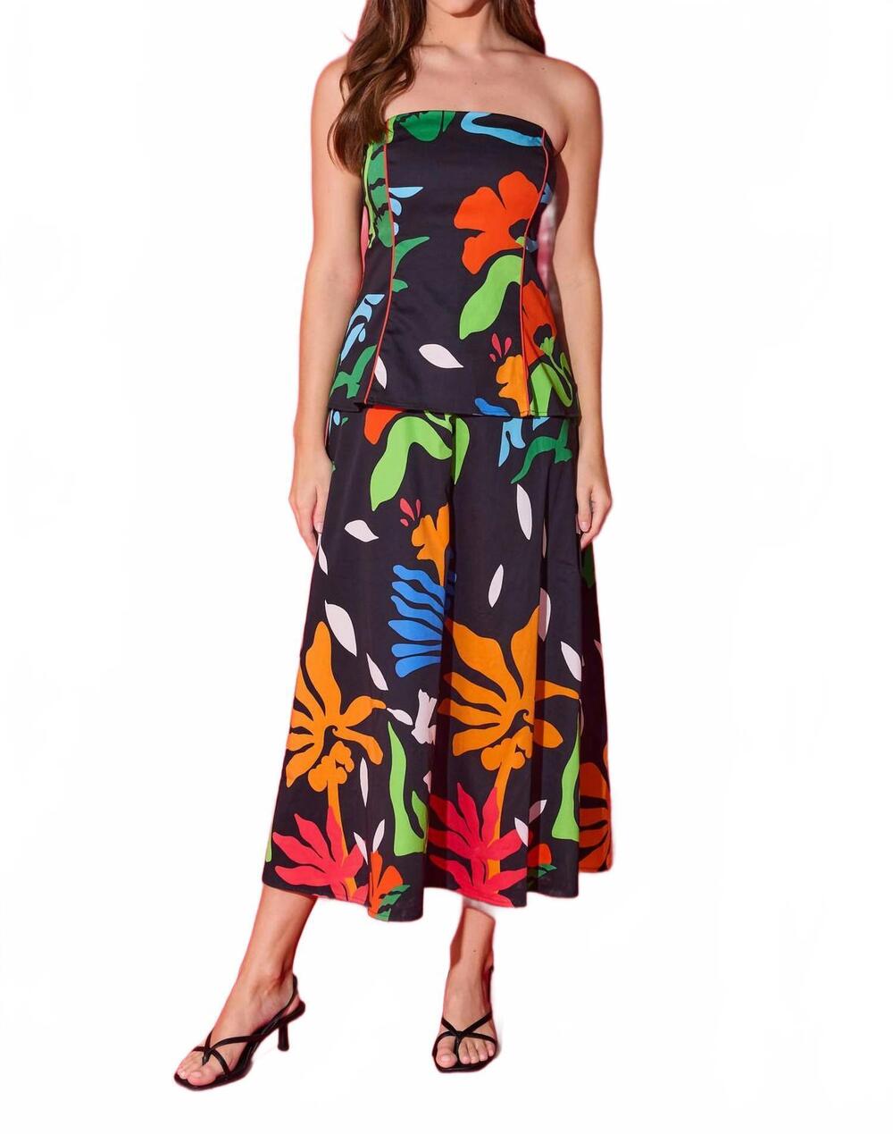 NEW ALDEN ADAIR brooks strapless midi dress in black majorelle